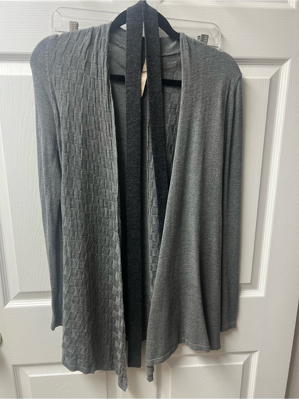Hem & Thread Gray Open-Front Draped Cardigan
